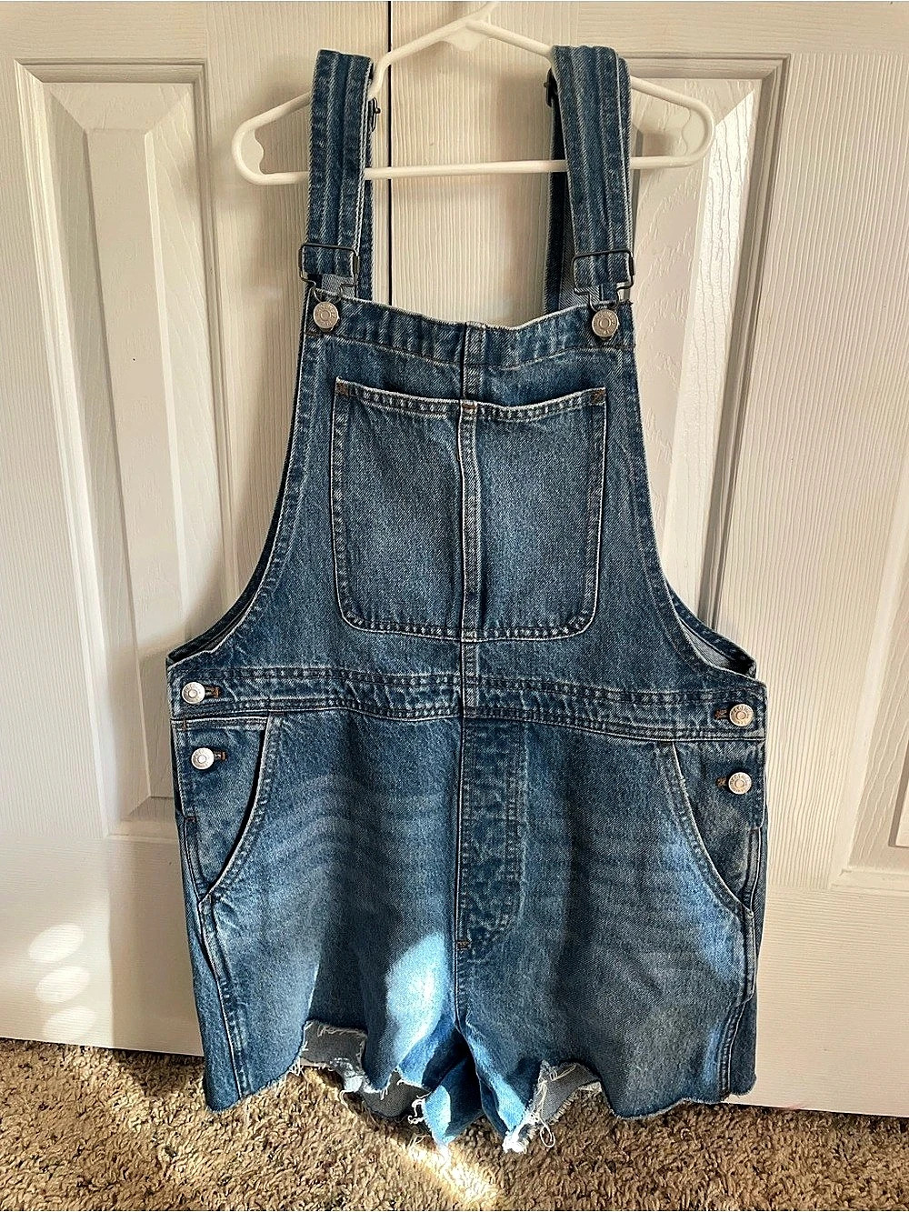 Madewell Adirondack Short Overalls Denim Short Overalls in Blue Size M